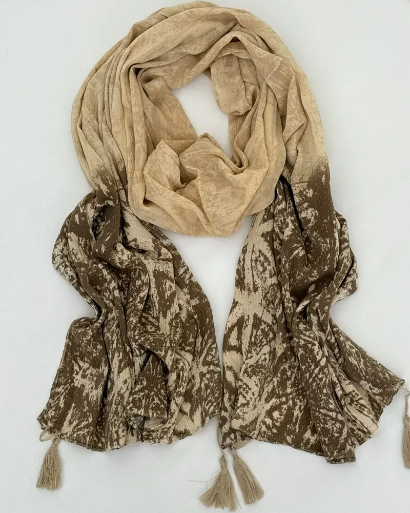 شال نخی چاپی حاشیه دار